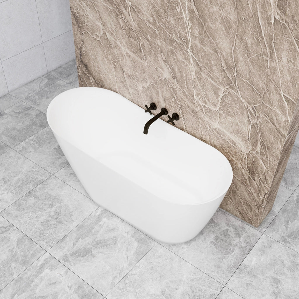 Vasca da Bagno a Isola 160x72x73 cm Vasca da Bagno Freestanding in Acrilico Bianco Ovale Irregolare