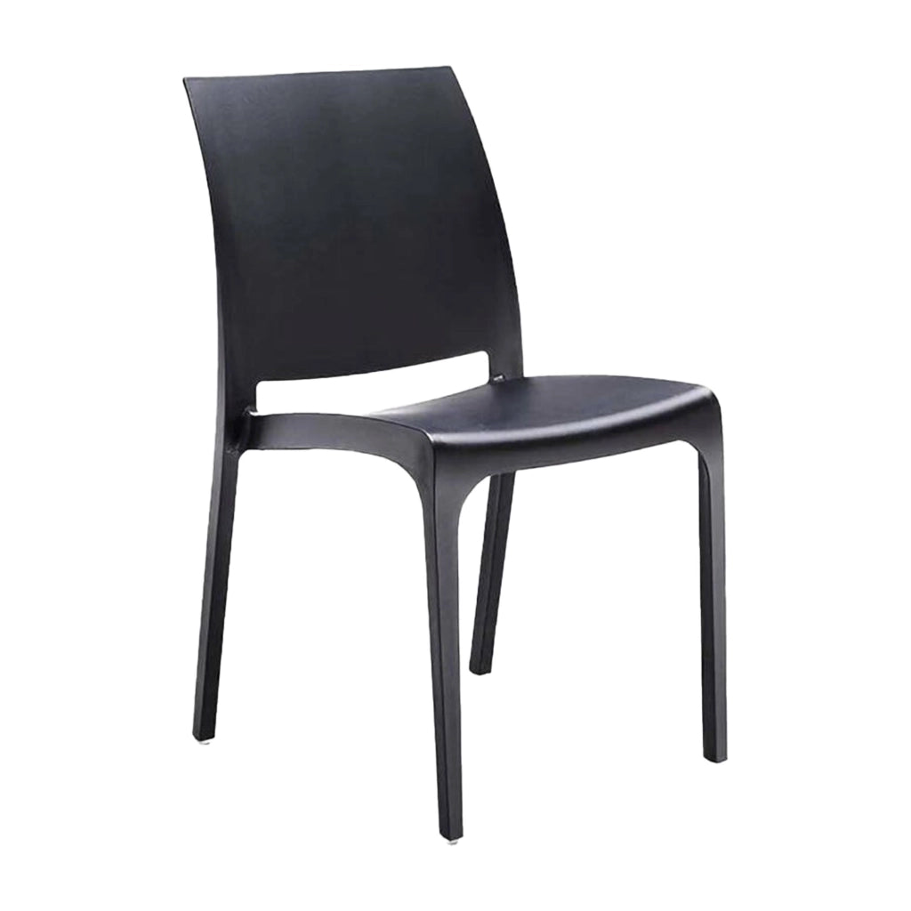 Sedia da esterno Dusanbe, Seggiola da giardino, Seduta outdoor multiuso, Panchina da giardino, Made in Italy, 54x46 h80 cm, Nero
