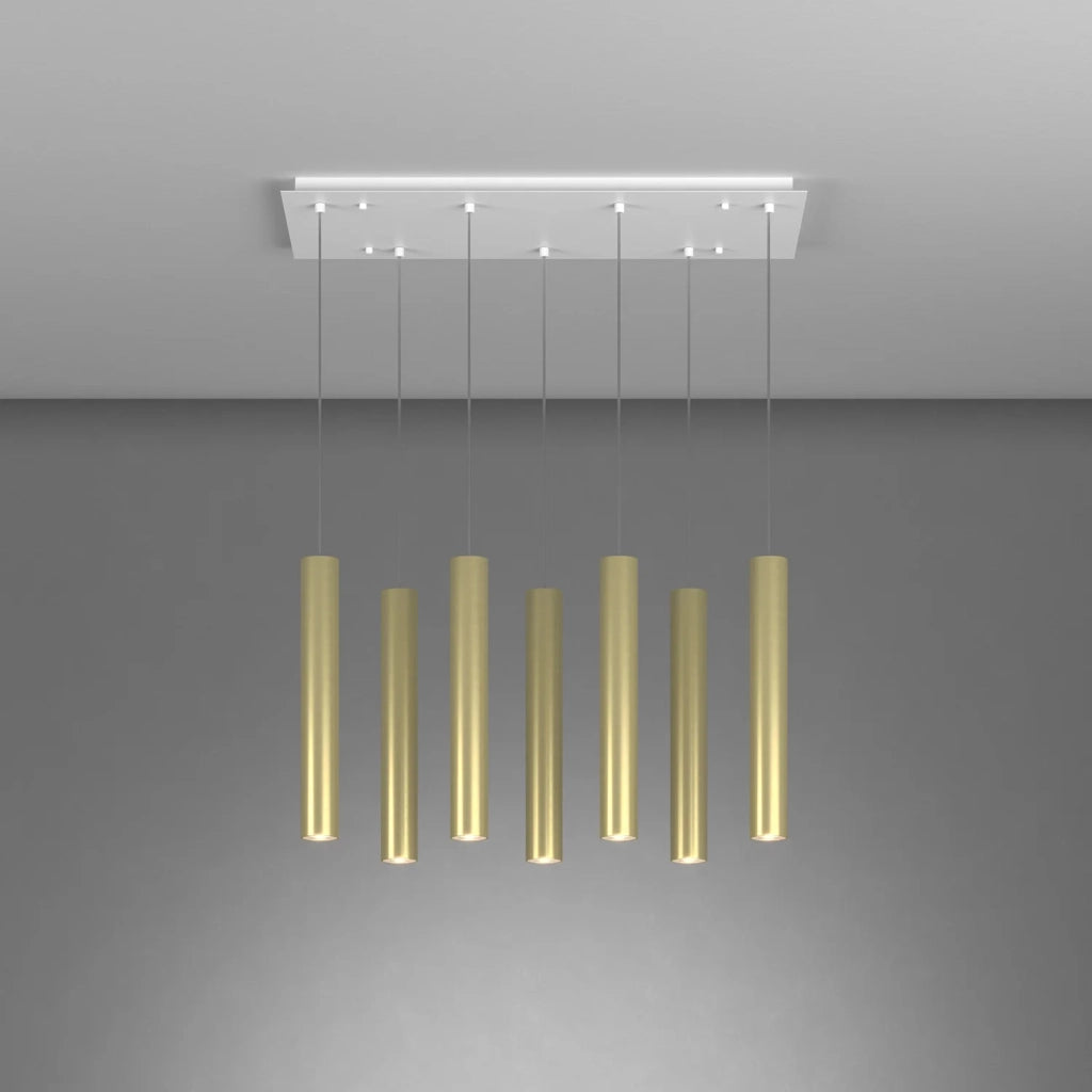 Lampadario Industrial-Minimal Xeana Metallo Bianco Ottone 7 Luci Gu10