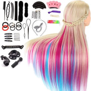 Manichino capelli in fibra naturale 100%, altezza 66 cm, con supporto per tavolo e set di vlecht per DIY