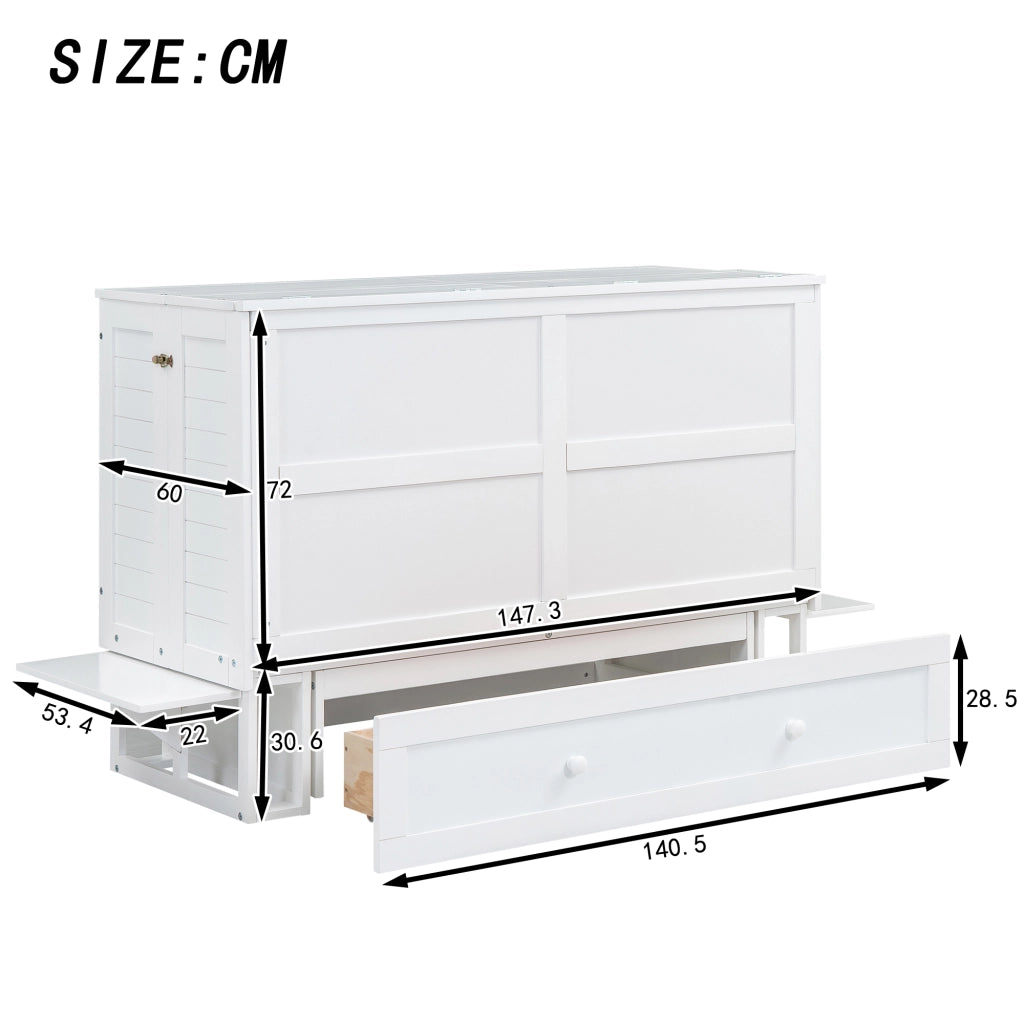 Letto a scomparsa con cassetti - Xylo - 140x200 cm - Bianco