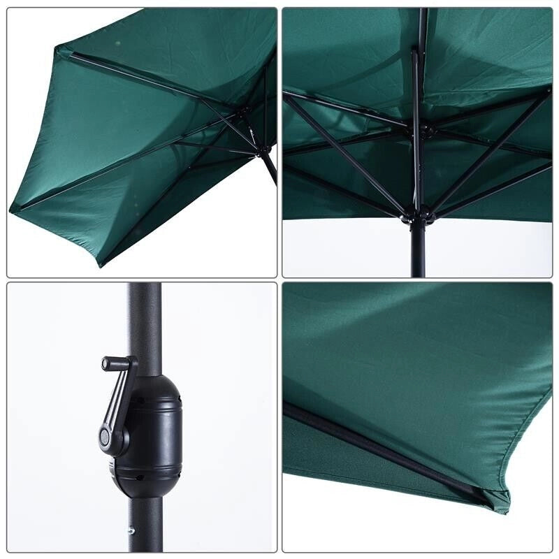 OMBRELLONE SEMICIRCOLARE IMPERMEABILE 269 X 138 X 236 CM VERDE