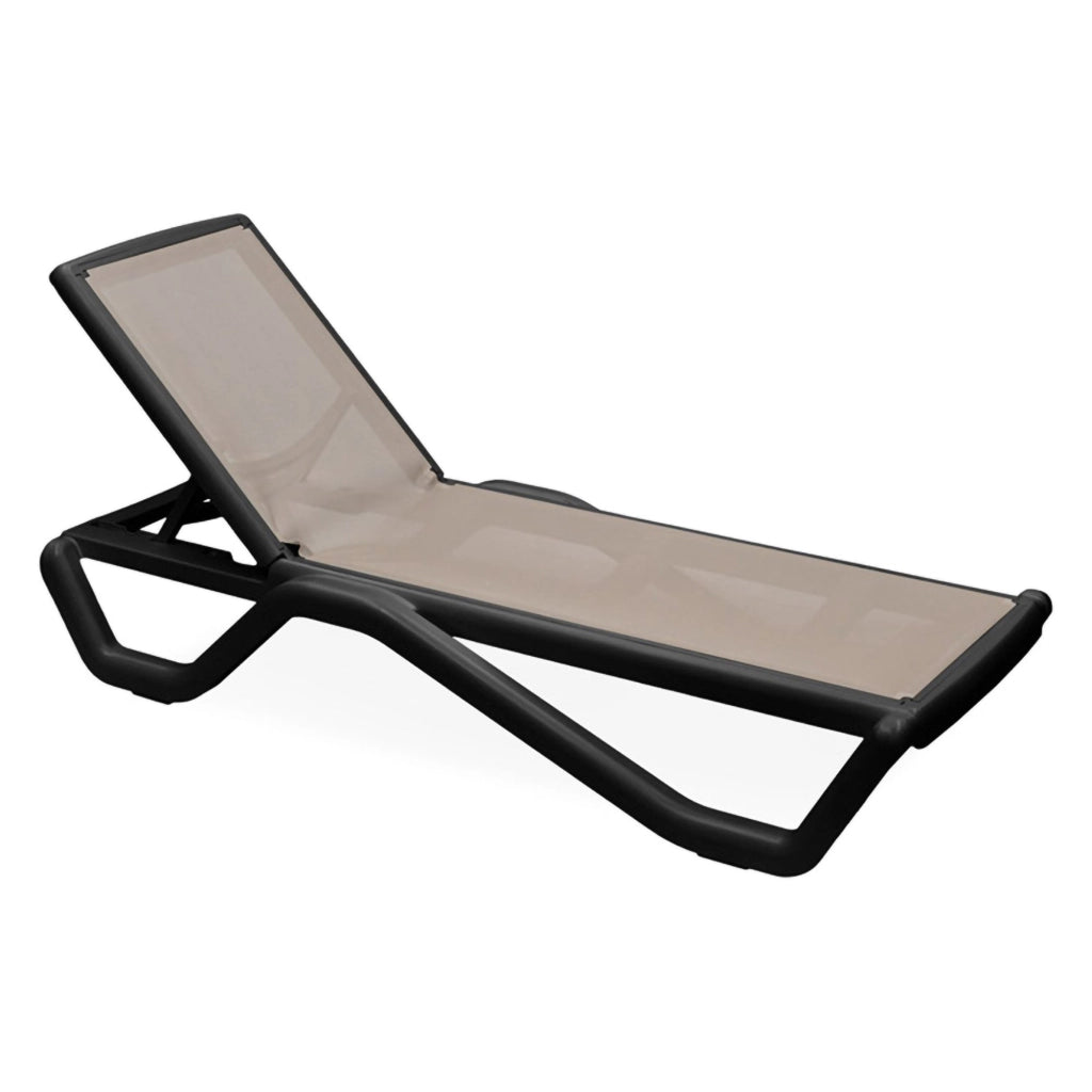 Sdraio da Giardino Rochelle, Lettino Prendisole Impilabile, Regolabile 4 Posizioni Made in Italy, 191x57x90h cm Nero Antracite