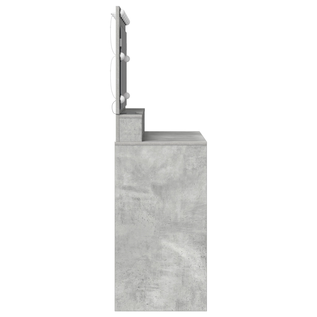 Tavolo da trucco  con luci LED, grigio cemento, 100x41x135 cm