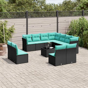 Set Divani da Giardino 12 pz con Cuscini Nero in Polyrattan 3217827