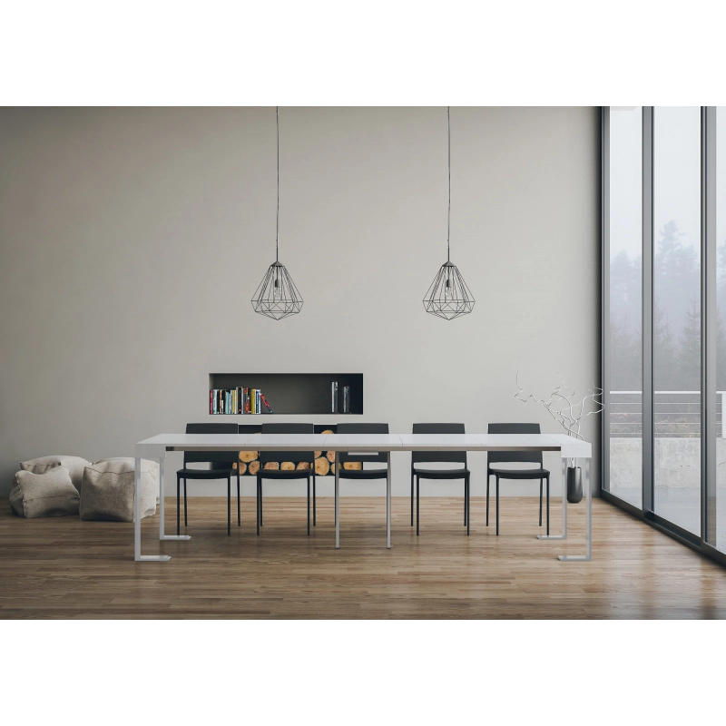 Consolle allungabile 90x40/300 cm Tecno telaio Bianco - Bianco Frassino