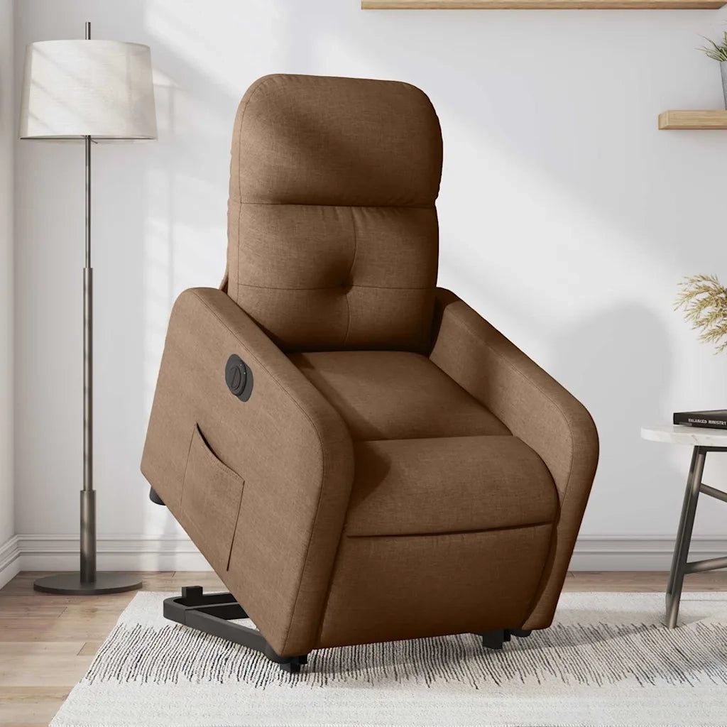 Poltrona Alzapersona Reclinabile Elettrica Marrone Tessuto 3206817