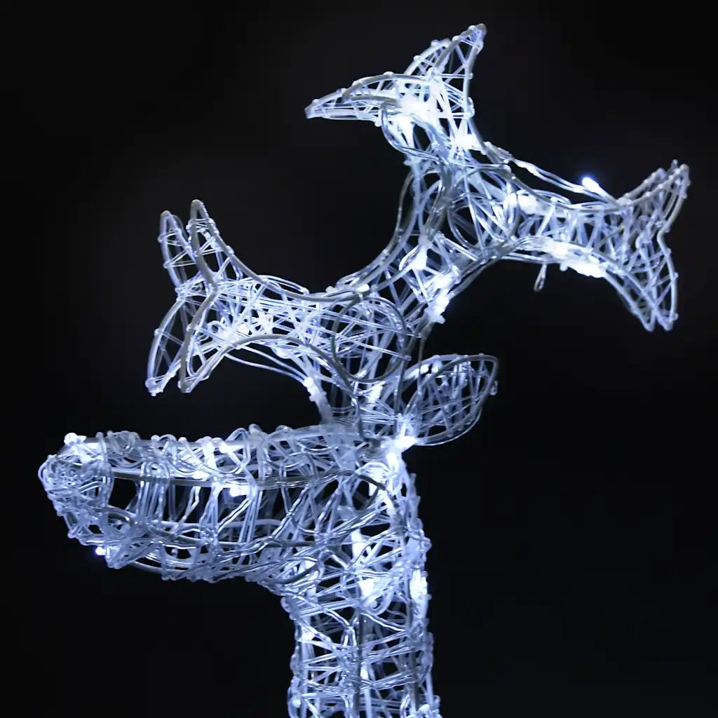 Renne e Slitta Decorazione Natale 90 LED 60x16x100 cm Acrilico cod mxl 35958