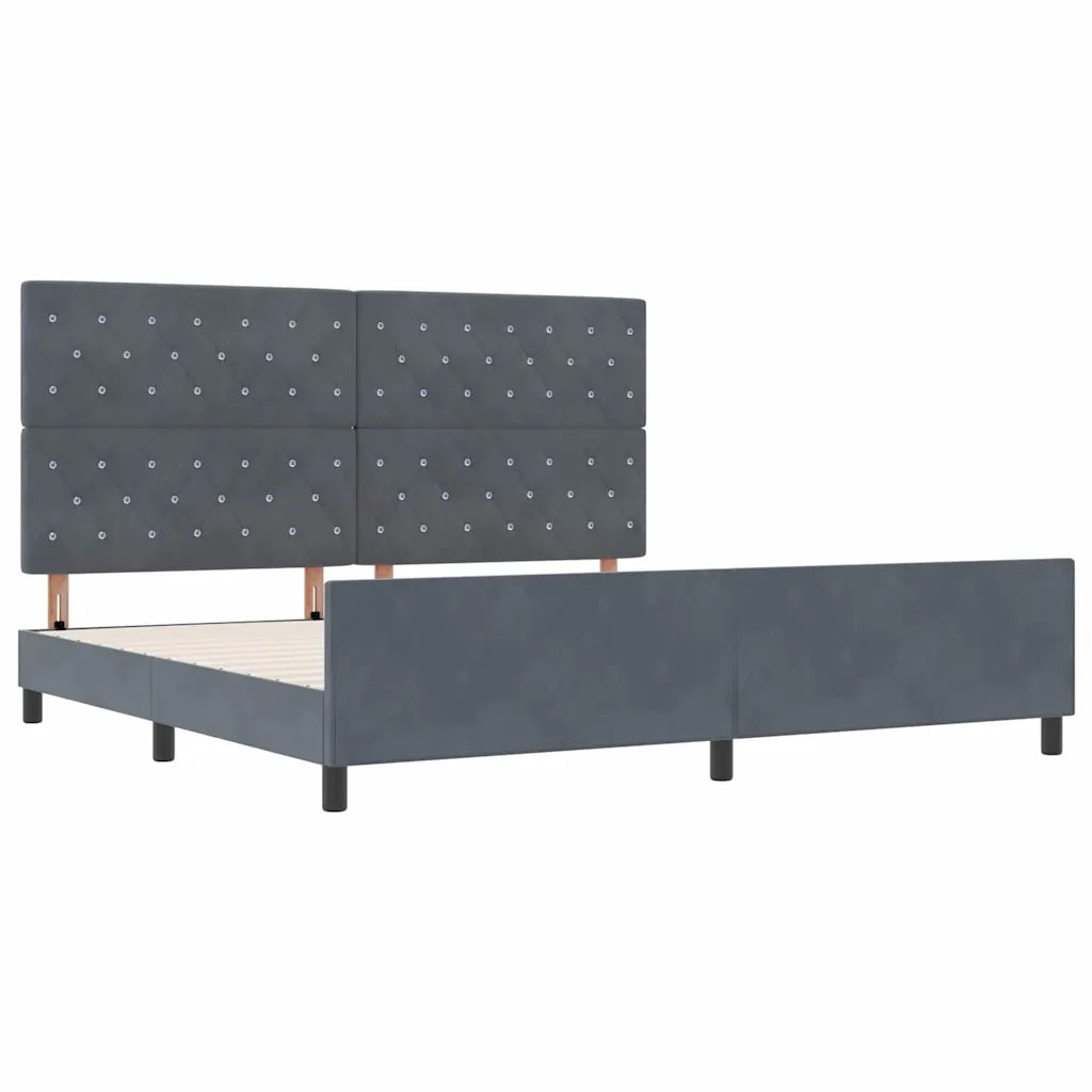 Letto a molle con testiera Grigio scuro 200 x 200 cm Velluto 3344898