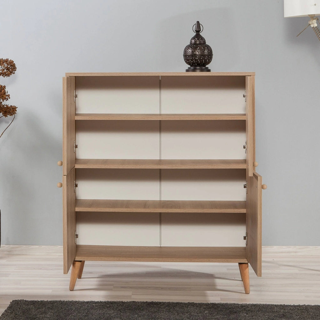 Madia Agyemang, Credenza 3 Ripiani, 95x36x111h cm Marrone Quercia