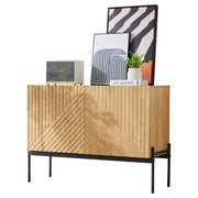Credenza con 2 ante e ripiano regolabile; gambe in metallo - per soggiorno - 100x40x75 cm - naturale