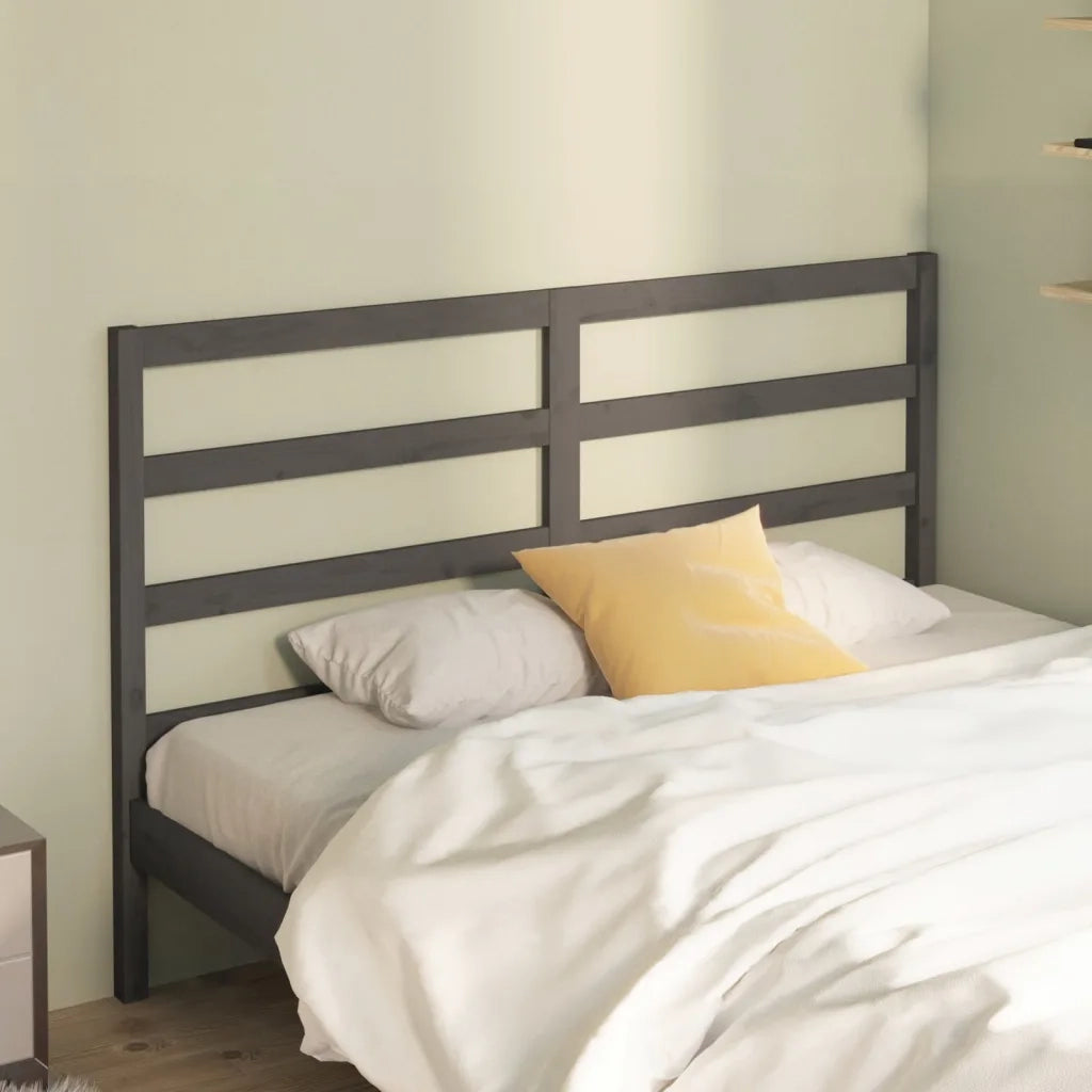 Testiera | Testata per Letto Grigia 126x4x100cm in Legno Massello di Pino