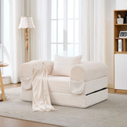 Divano Modulare 1 Posto e 2 Posti in Tessuto Corduroy Imbottito Beige