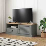 Mobile Porta TV VIGO Grigio 106x40x40 cm Legno Massello di Pino 353177