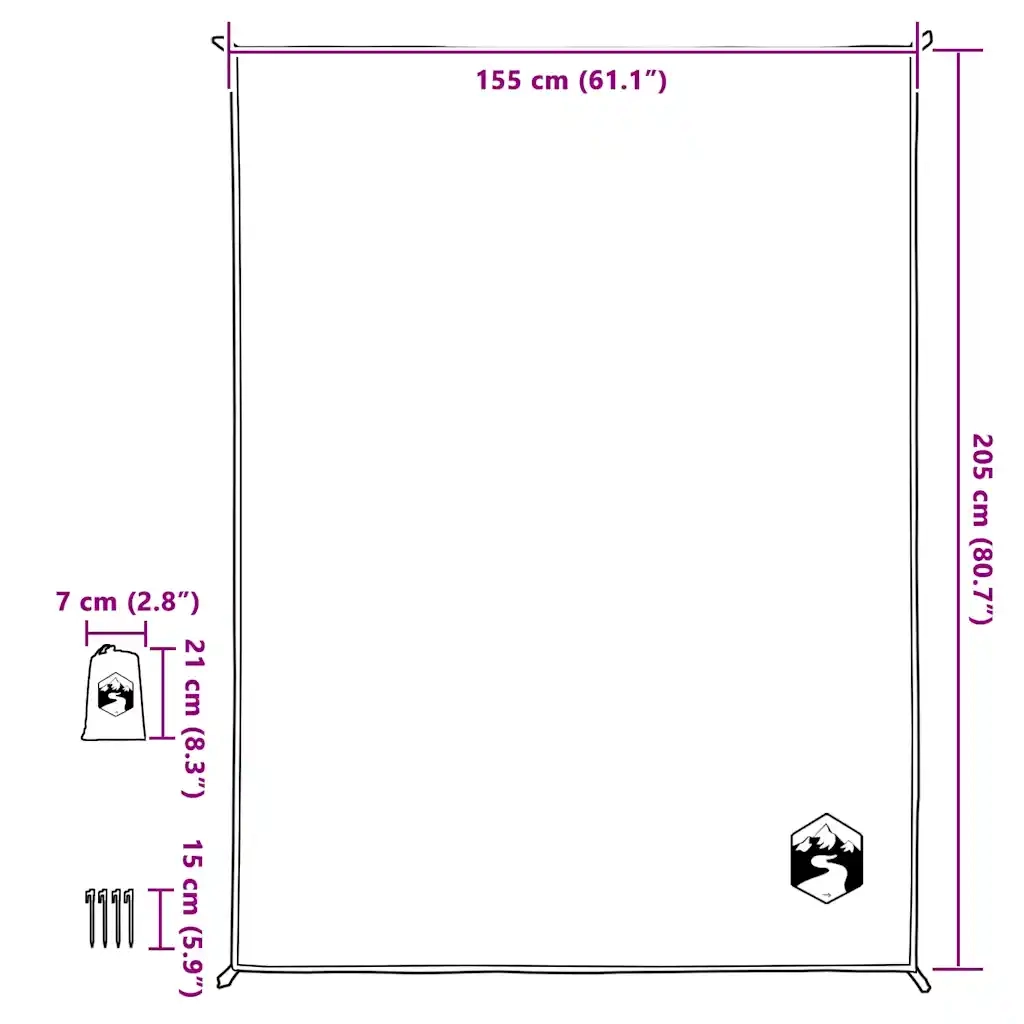Tovaglia da Picnic con Picchetti Verde 205x155 cm CFW5103457