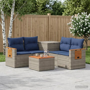 Set di divani 6 pz Grigio e Blu Navy Rattan sintetico e Acciaio 3447671