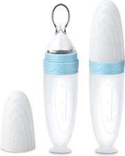Lepel per succhiare il latte materno, alimentatore per neonati in silicone, set di cucchiai per bambini, 90 ml (blu, 2 pezzi)