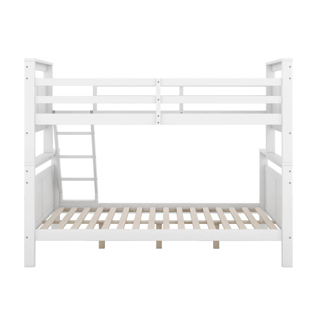 LETTO a castello con scala e sponde 90x200/140x200 cm legno bianco