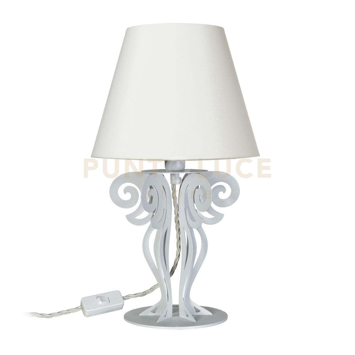 abat jour da tavolo circeo Bianco marmo paralume avorio in Ferro e lino per il paralume 24x40cmh