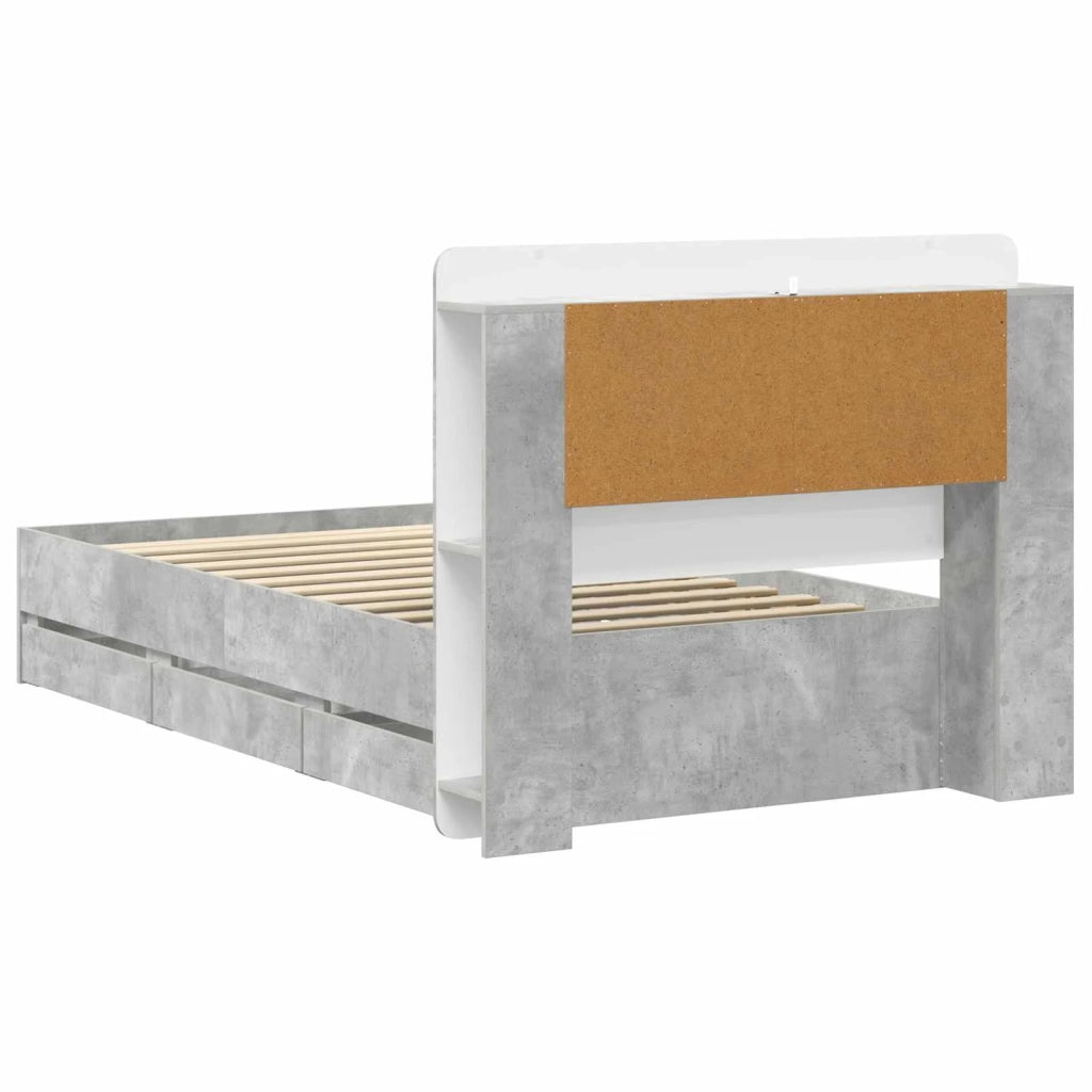 Struttura del letto con stoccaggio e testata Grigio Cemento 3434005