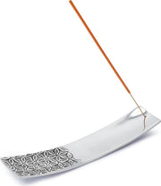 Stick per Bruciatore di Incenso - Finitura Argentata Stile Tibetano - Disegno Fiore della Vita - 24 cm - Accessori per Meditazione - Decorazione Spirituale per la Casa