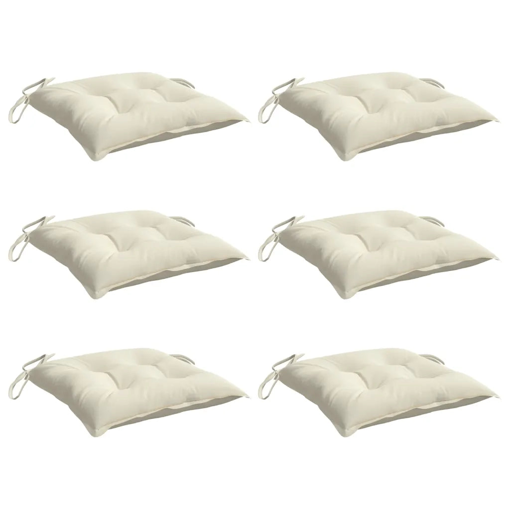 Cuscini per Sedia 6 pz | Cuscini per sedie Bianco Crema 50x50x7cm in Tessuto Oxford