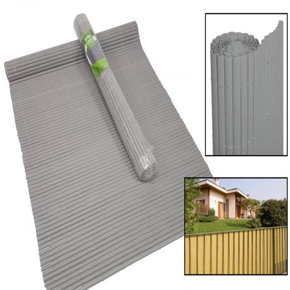 Trade Shop - Recinzione Giardino Frangivista Per Balcone Canniccio Pvc Grigio Esterno 1,5x3mt -