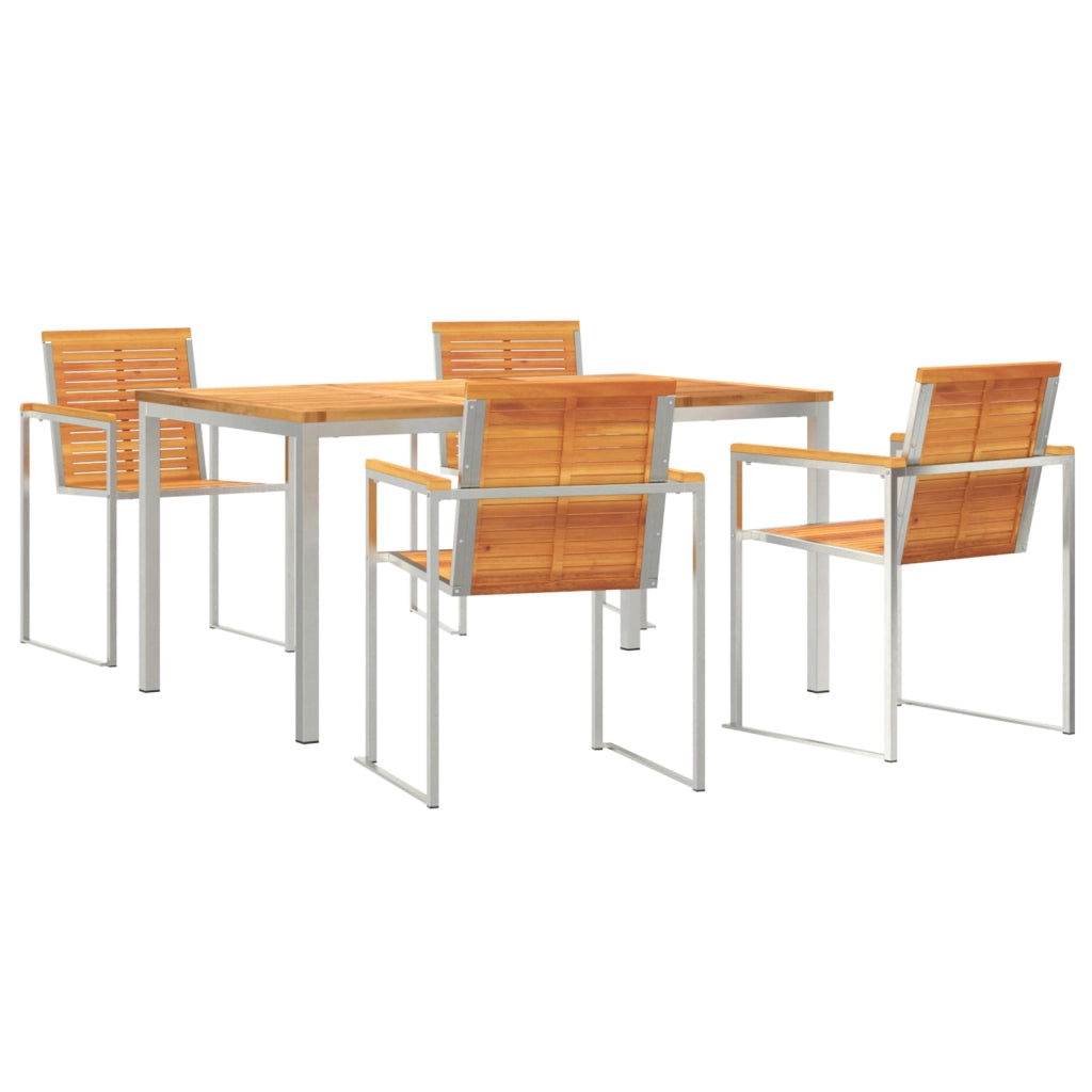 Set da Pranzo da Giardino  da 5 Pezzi in Legno Massiccio di Acacia