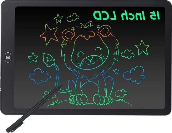 Tavolo da disegno 15 pollici LCD per bambini e adulti - schermo colorato e cancellabile - portatile e nero Tavolo da disegno