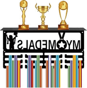 Display per medaglie - Supporto per trofei con 4 file per più di 70 medaglie - Regalo per atleti, corridori, ciclisti, giocatori di pallacanestro - 40 x 20 x 10 cm