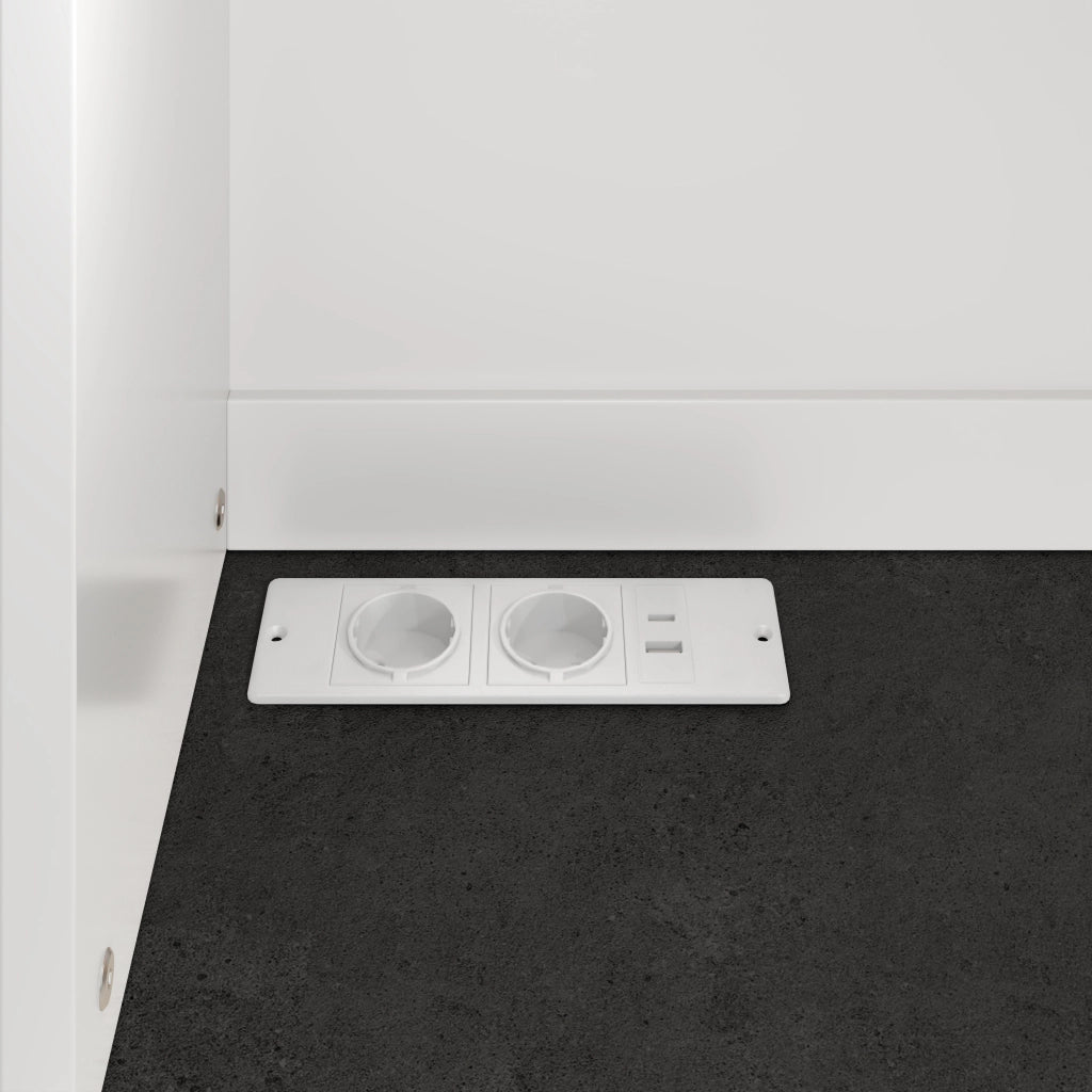 Credenza e madia con LED, 2 prese e USB-A e USB-C, ripiani regolabili, per sala da pranzo, bianco, 120 × 40 × 180 cm