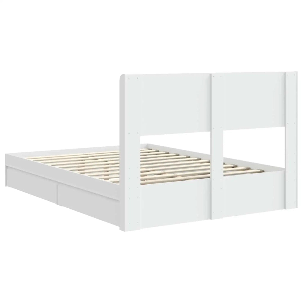 Struttura del letto con stoccaggio e testata Bianco