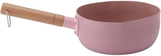 Piatto per Latte Svelto - Lega di Alluminio - Smalto Antitrasferimento - Padella Multifunzione - Maniglia in Legno - 1x Reservorio per Latte