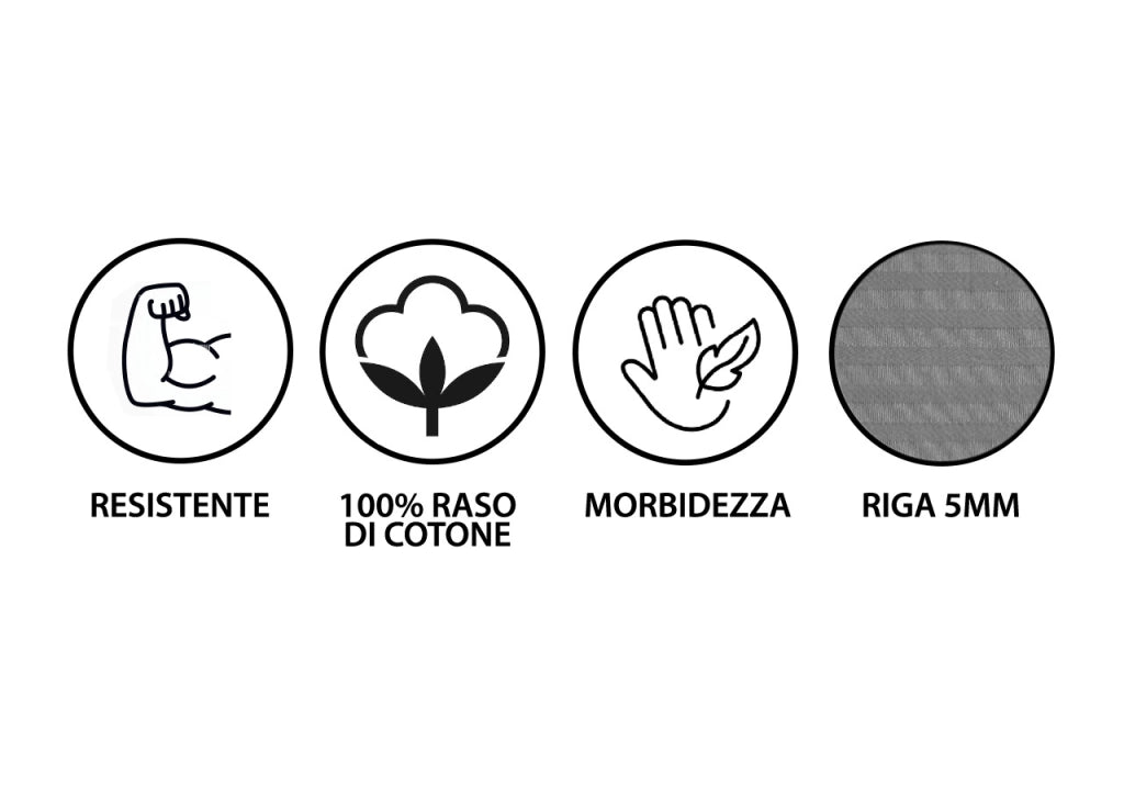 Completo Lenzuola Letto In 100% Raso Cotone Rigato 5mm In Tinta Unita - Piazza E Mezza - Beige