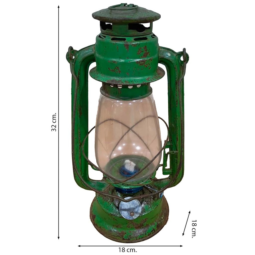 Lanterna artigianale in metallo verde 18x18x32