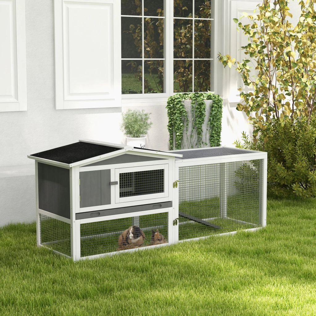Gabbia per conigli 2 piani ¨C zephmum ¨C 156x58x68cm legno pino