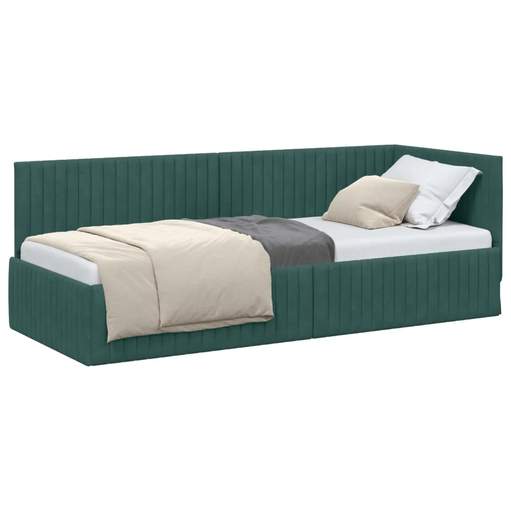 Cornice del letto ad angolo Verde Scuro 80 cm x 200 cm Velluto 42016248