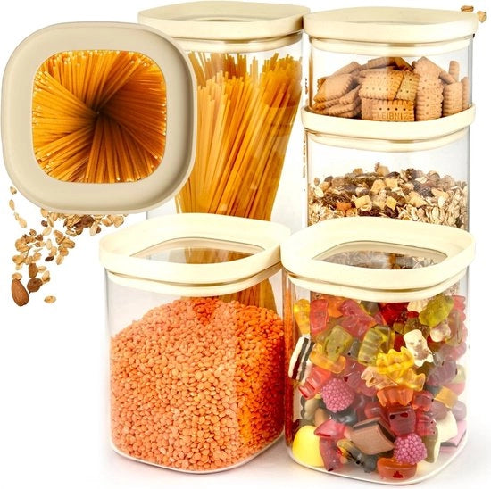 Set di Contenitori Aziendali - Bicchieri di Vetro per Cucina - 5 Pezzi - Vetro Borosilicato - Stivati