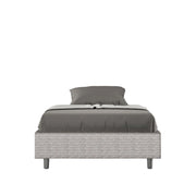 Letto Sommier imbottito 1 piazza e mezza 120x190 cm tessuto Aragona Azelia - Bianco,Contenitore