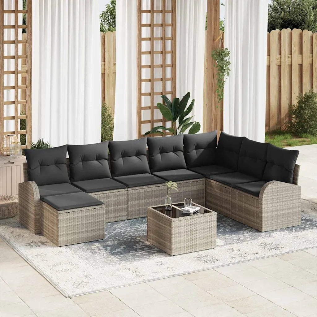 Set di divani con cuscino 9 pcs Grigio chiaro polyrattan 3354841
