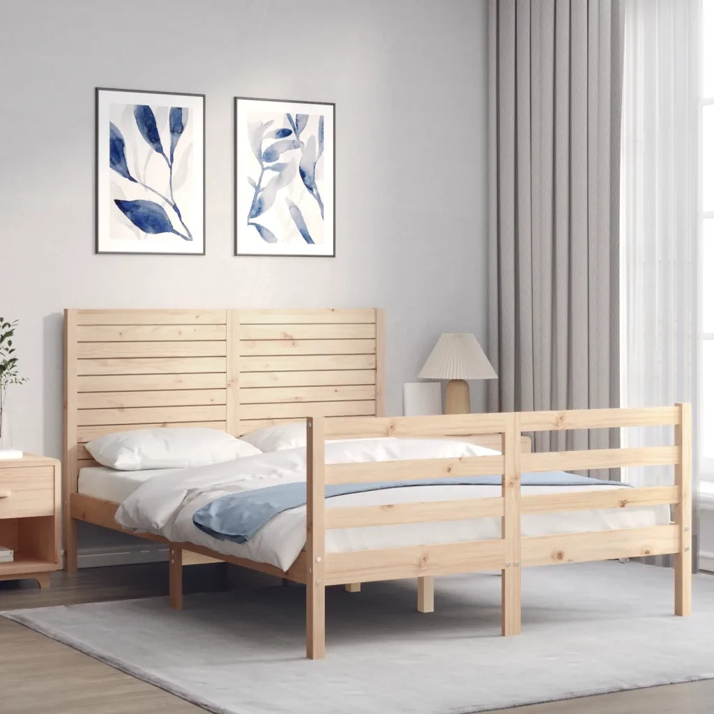 Giroletto con Testiera-Struttura Letto con testiera 140x190 cm in Legno Massello 436221