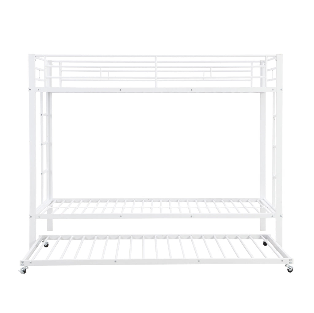 Letto a castello 90x200 cm in metallo con letto estraibile; bianco