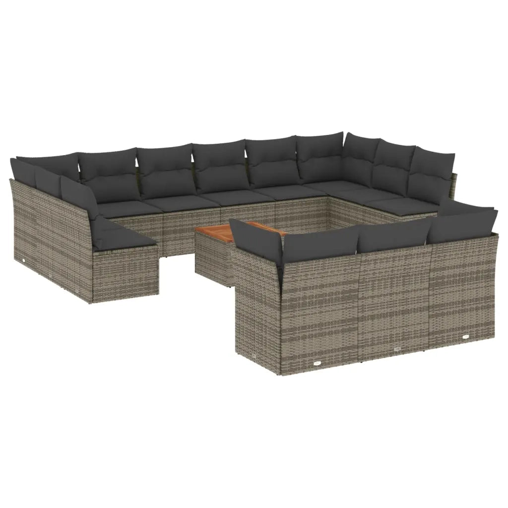 Set Divani da Giardino 14pz con Cuscini in Polyrattan Grigio 3256256