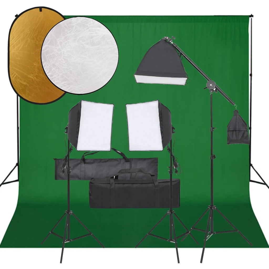 Kit per studio fotografico con illuminazione fondale e riflettore nero 02_0042483
