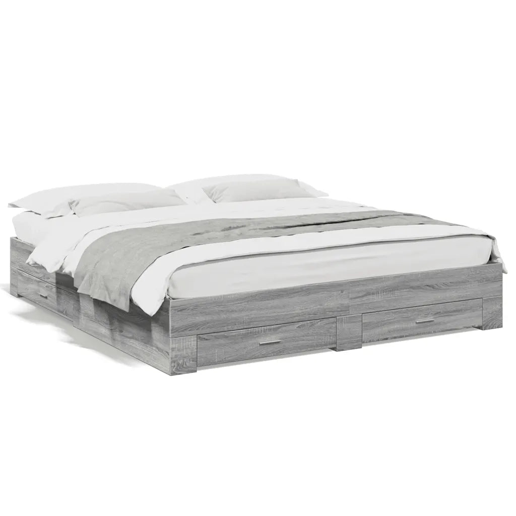 Giroletto Cassetti Grigio Sonoma 180x200 cm Legno Multistrato