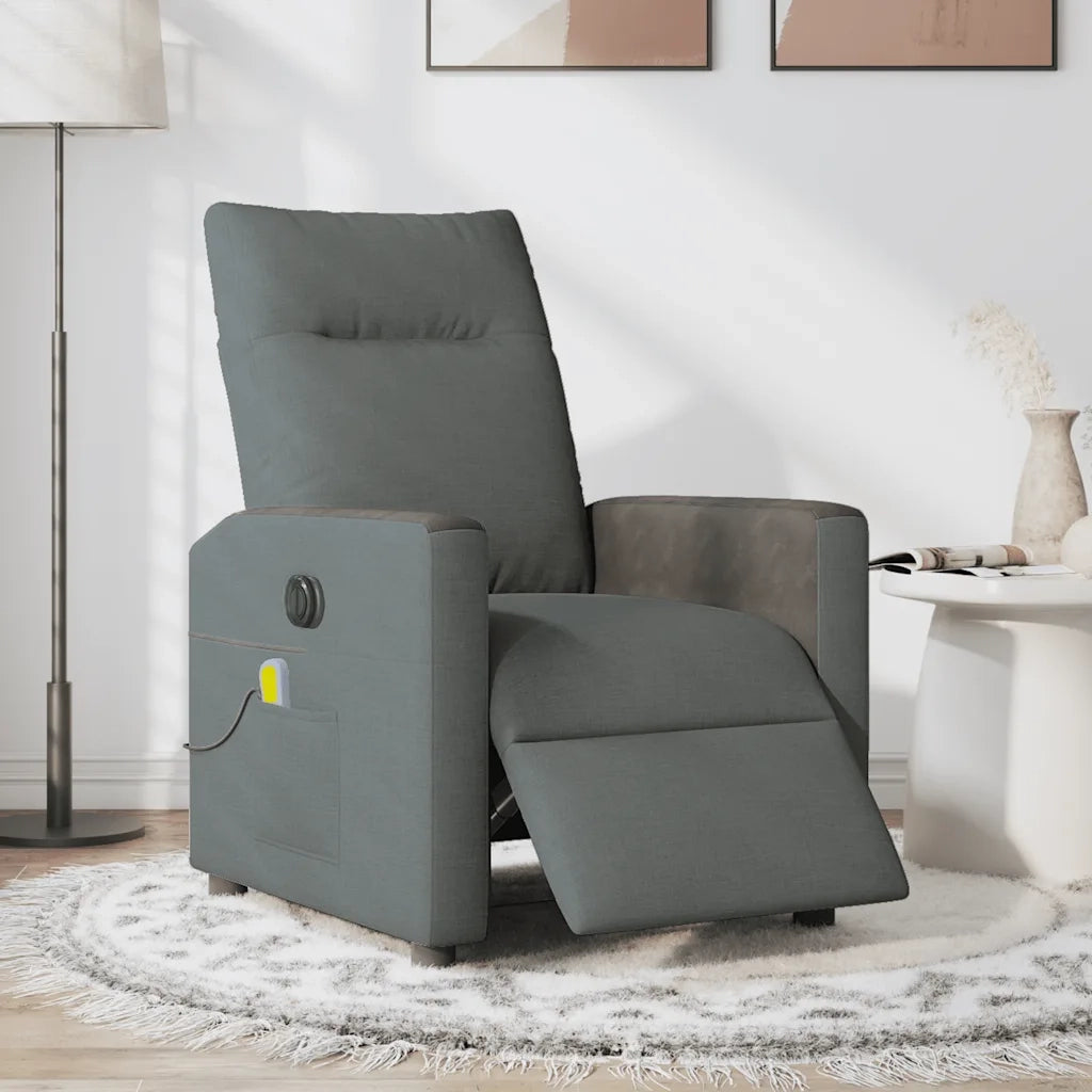Divano Sedia-Poltrona Reclinabile Massaggio Elettrica Grigio Scuro Tessuto 955661