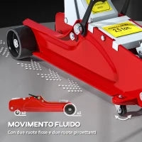 Cric Idraulico Basso con Sollevamento 8-38cm, Acciaio Rinforzato con Capacità 2.5 Tonnellate, Rosso