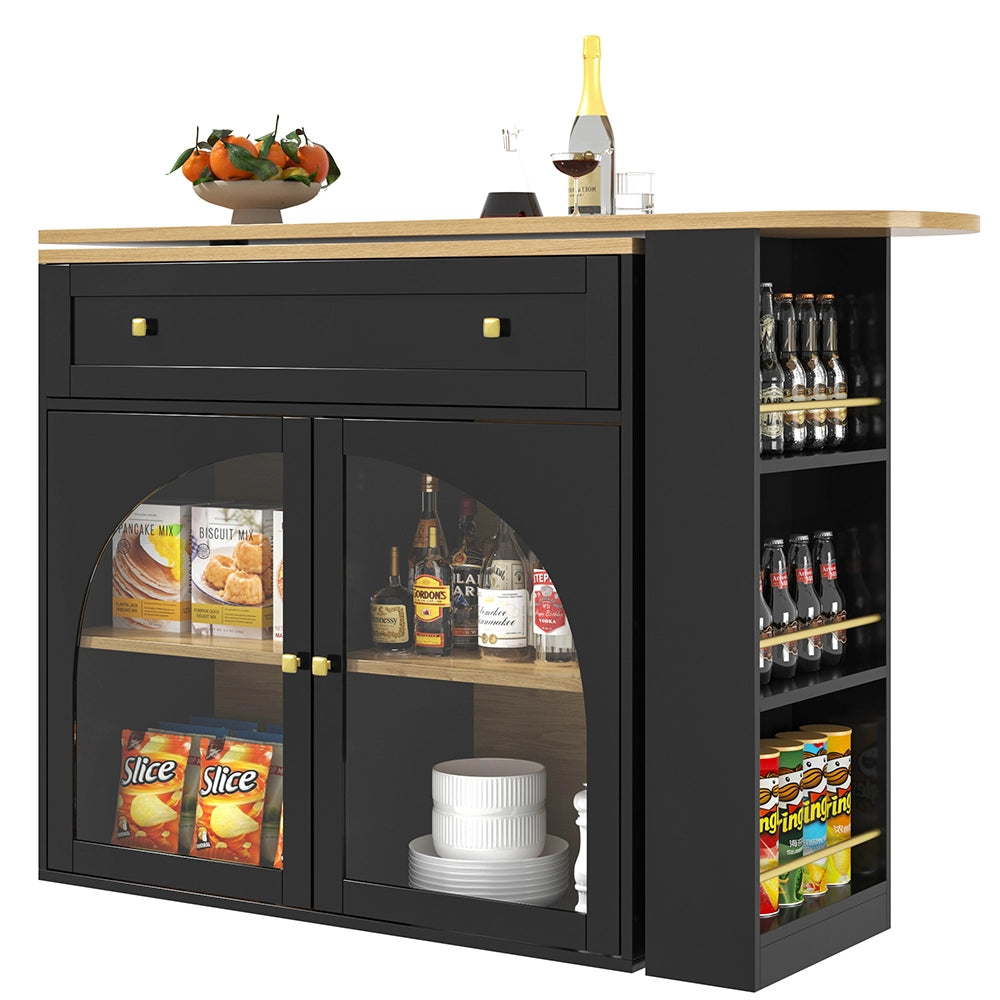 Tavolo Bar Estendibile - Xylo - 138-204??39??104 cm - Nero con Ripiani