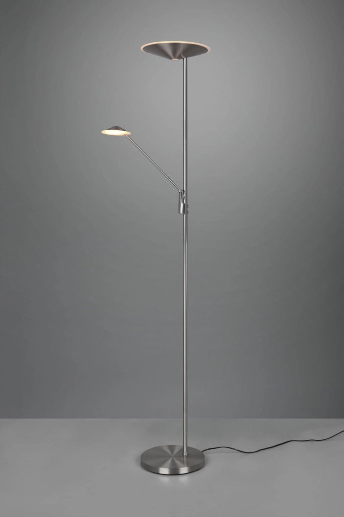 BRANTFORD PIANTANA LED 30W 3500lm- 6,5W 650lm, 2700+3200+4000K METALLO ACCIAIO CON LUCE DA LETTURA CON INTERRUTTORI TOUCH DIMMERABILE H. 180CM