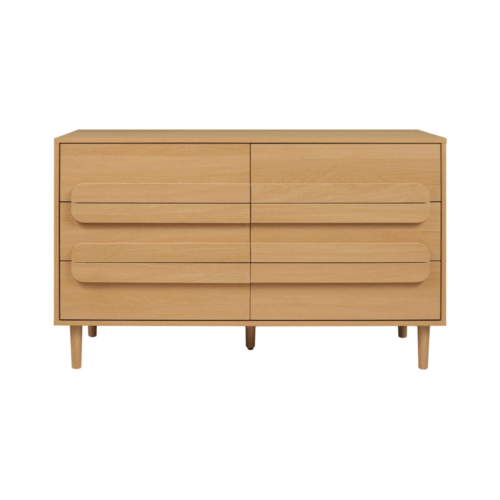 Cassettiera vintage effetto legno 6 cassetti, quercia